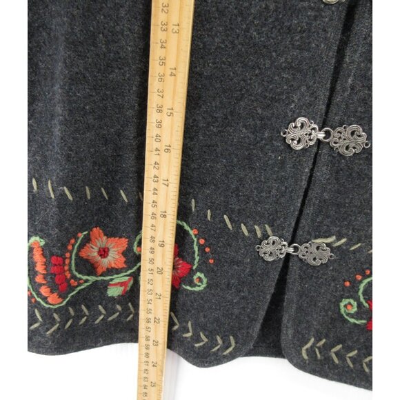 Norm Thompson Sweater Medium Wool Vest Cardigan Embroidered Toggle - Picture 4 of 10